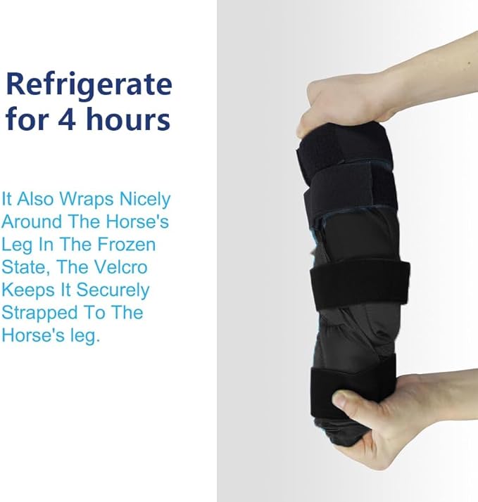 Horse Ice Boot Wraps - Reusable Gel Ice Pack for Horses Boots | Cooling Boot for Horse Injuries& Post-Training, Hock, Knee & Ankle | Horse Supplies & Care Gift Ideas - 1 Pair/Black