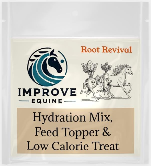 Low Calorie Hydration, Feed Topper & Treat | Safe, NO Electrolyte/Salt for Daily Intake | No Sugar Added | Hydration Support for Horses, Livestock & Dogs | 8 Servings | Root Revival