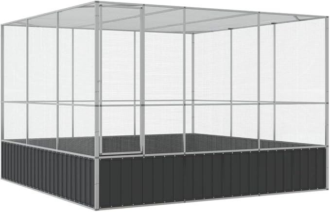Large Bird Aviary, Outdoor Galvanized Steel Bird Cage, Galvanized Steel Outdoor Bird Aviary, Mesh Fence Bird House for Parrot, Parakeet, Dove, Cockatiel, 122.4"x120.9"x83.5"