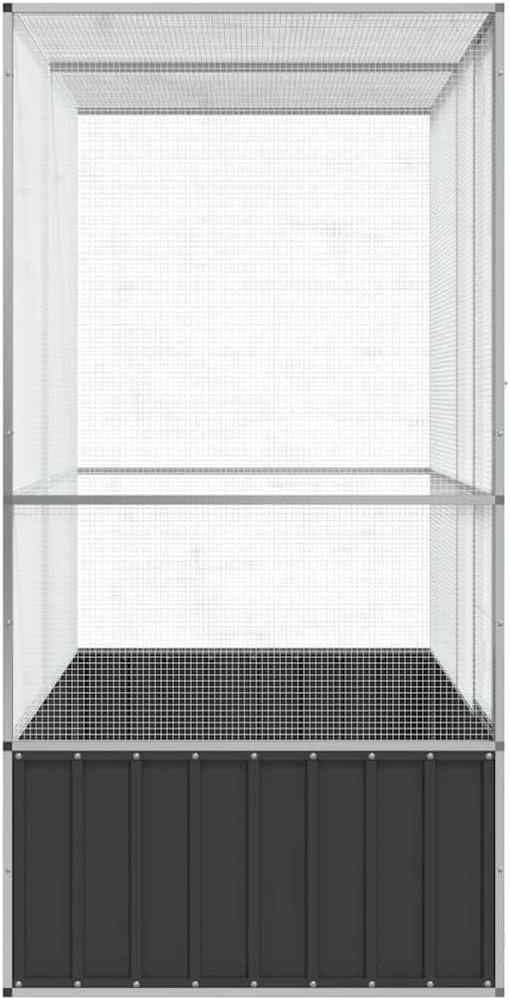 Large Metal Heavy Duty Walk-in Aviary Cage, Ample Activity Space Bird Cage with Lockable Door Also for Chickens and Rabbits, Silver 82.9"x42.1"x83.5" Steel,-510