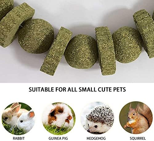 kathson 3Pcs Bunny Chew Toys Rabbit Chewing Toy for Teeth Grinding Chinchilla Treats Timothy Grass Cake Molar Balls for Guinea Pigs Hamsters Gerbils Rats Squirrels Playing Improve Pets Dental