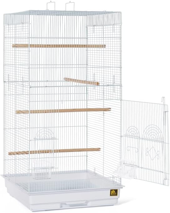 Neo-Classical Nostalgia Tall Cage with Elegant Design, Spacious Interior, Durable Construction, and Vertical Layout White