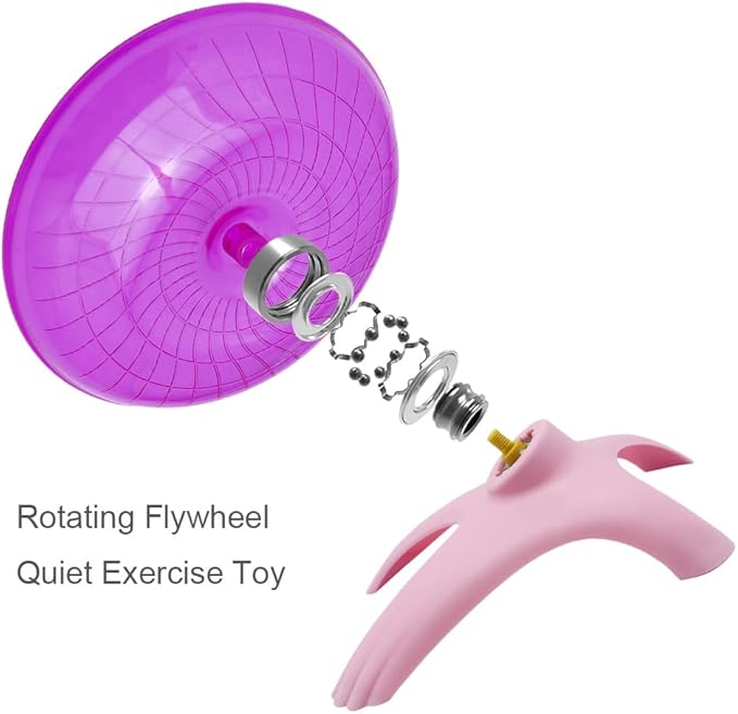 Litewoo Hamster Wheel Flying Saucer Exercise Toys, Silence Quite Spinner, for Gerbil Rat Mouse Mice Dwarf Hamster and Other Small Animal（Dark Red）