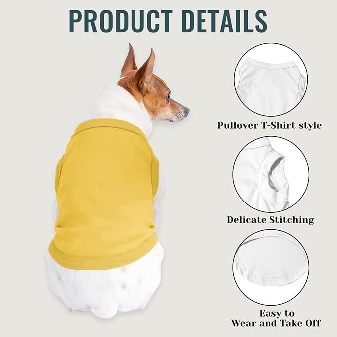 Custom Dog Shirt Pet Clothes Breathable Shirts for Small to Large Dogs Customized Name Logo Photo Puppy Outfits Personalized Sleeveless Vest Pets Apparel Yellow, L