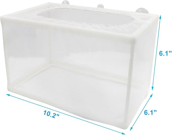 Hordion 2 Pack Mesh Aquarium Breeder Box, Fish Tank Breeder Net Fry Hatchery Incubator Mesh with Suction Cups for Newborn Small Fish, Large Size