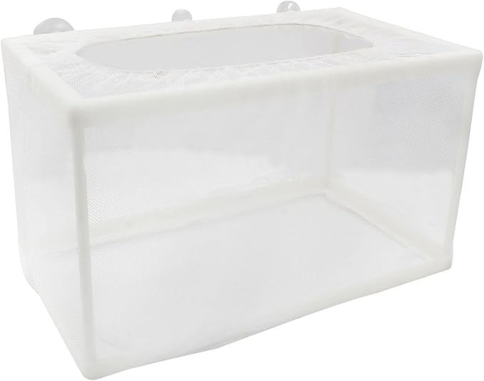 Hordion 2 Pack Mesh Aquarium Breeder Box, Fish Tank Breeder Net Fry Hatchery Incubator Mesh with Suction Cups for Newborn Small Fish, Large Size