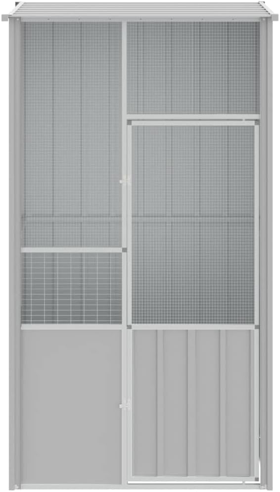 Bird Cage Galvanized Steel, Large Bird Cage with Wire Mesh Grids and Lockable Door, Aviary Spacious and Versatile Cage Ideal for Birds, Rabbits, Chickens, Gray 45.3"x30.7"x78.7"