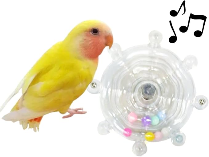 Parrot Spinner Toy, Funny Parakeet Toy Interactive Parrot Toy Bird Toy Spinning Rattle Cockatiel Toys Bird Cage Accessories for Entertainment Chewing Exercise (White)