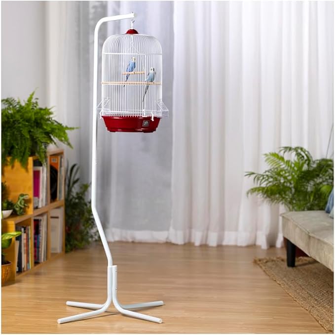 Elegant Escape Small Round Bird Cage with Graceful Design, Durable Metal Construction, Compact Size, and Comfortable Space Red
