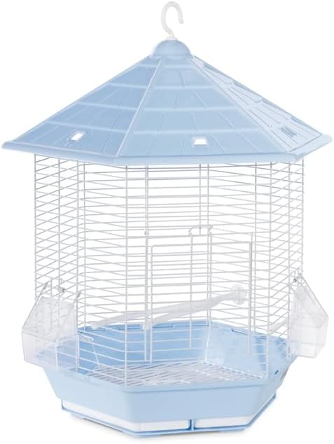 Neo-Classical Nostalgia Bird Cage with Elegant Design, Durable Metal Construction, Spacious Interior, and Timeless Aesthetic for Comfortable Bird Housing Light Blue