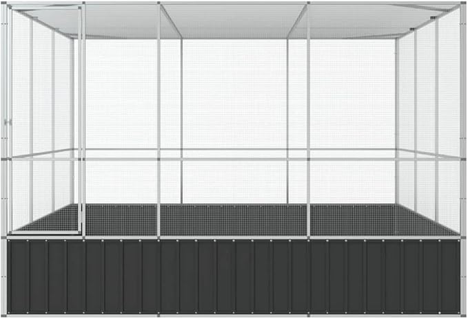 Large Metal Heavy Duty Walk-in Aviary Cage, Ample Activity Space Bird Cage with Lockable Door Also for Chickens and Rabbits, Silver 122.4"x120.9"x83.5" Steel,-512