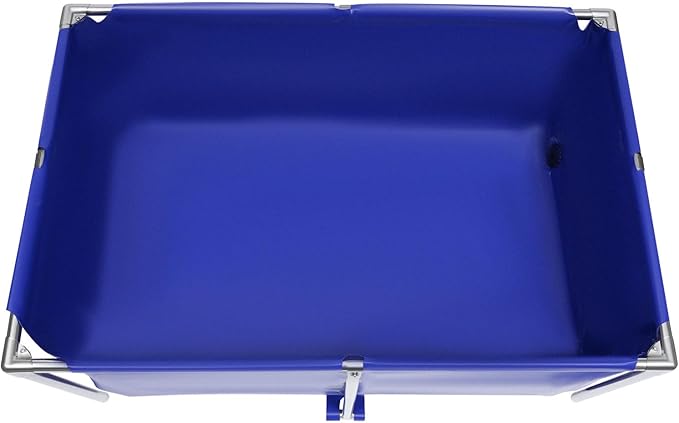 Foldable Fish Pond Aquarium Blue Cuboid Canvas Fish Pond Aquarium, Koi Breeding Pond with Metal Frame and Drain Valve for Home Breeding Pond or Aquaculture