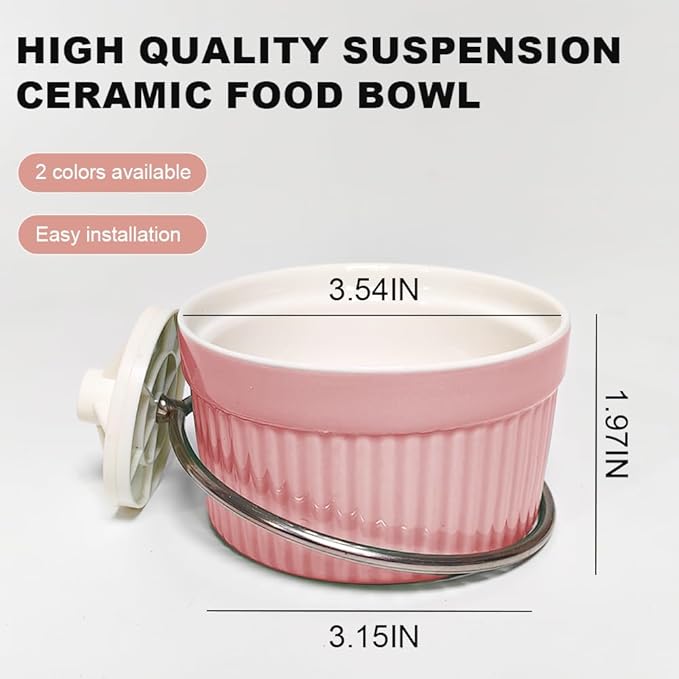 Ceramic Bird Feeder for Cage, Automatic Parrot Feeding Cups - Easy to Clean & Install, Dishwasher Safe Small Animal Food Water Dish for Parrots, Cockatiels, Canaries
