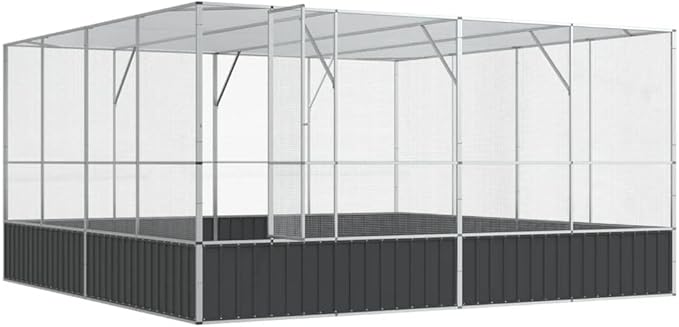 Large Bird Aviary, Outdoor Galvanized Steel Bird Cage, Mesh Fence Bird House for Parrot, Parakeet, Dove, Cockatiel, 164.6"x163"x83.5"
