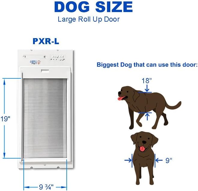 Power Pet Automatic ROLL UP Door by High Tech Pet Brand, Motorized Panel Rolls Up, Pet Collar Operated, Manual & WiFi App Control, Security Lockout Panel, 24/7 Exit & Entry Timers (Door Mount, Large)
