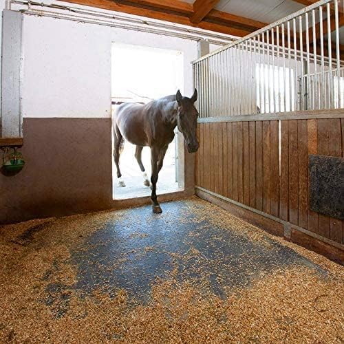 American Floor Mats - Heavy Duty Stall Tiles - Stable/Horse Tiles - Thick, Durable Rubber Flooring Solid Black 1 Border Tile 3/8" Thick