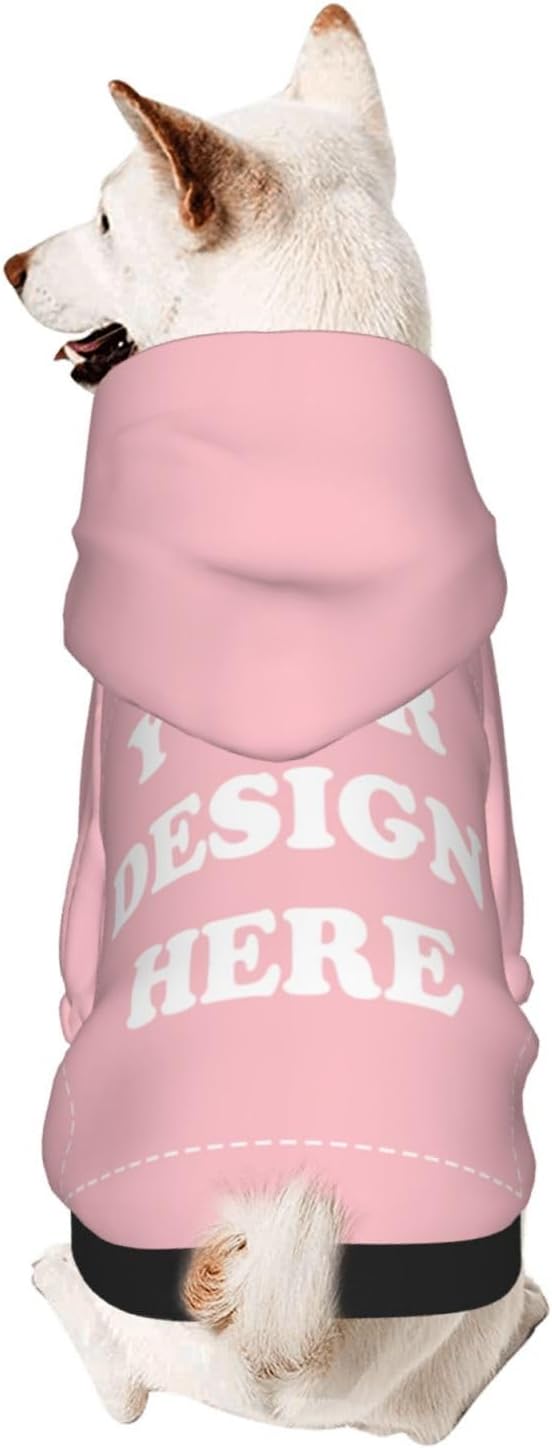 Personalized Dog Hoodie, Custom Dog Costumes for Small Dogs, Holiday Happy Dog Clothes Football Pet Shirt Sweater with Name Number for Girl/Boy Cats/Kitten, Pink, XL
