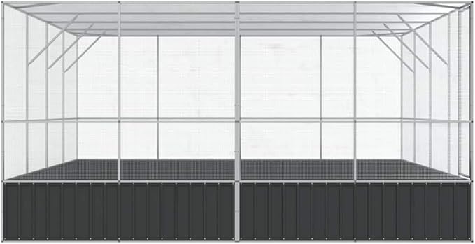 Large Metal Heavy Duty Walk-in Aviary Cage, Ample Activity Space Bird Cage with Lockable Door Also for Chickens and Rabbits, Silver 164.6"x163"x83.5" Steel,-406