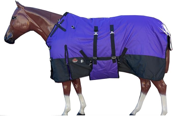 HILASON 1200D Winter Waterproof Poly Horse Turnout Blanket Belly Wrap Purple | 66 in