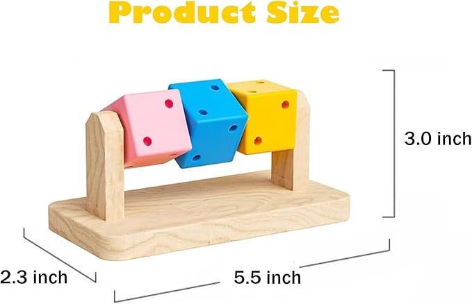 KABASI Wooden Hamster Enrichment Toys, Hamster Chew Toy Wood Platform Grinding Teeth Toys Exercise Intelligence Training Colorful Wooden Block for Syrian & Dwarf Hamsters, Gerbils, Rats, Chinchillas
