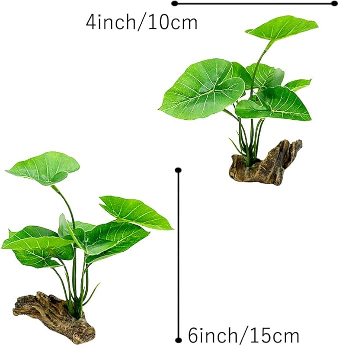 Smoothedo-Pets Fish Tank Decor Aquarium Decorations Ornaments Betta Leaf pad Hammock 6inch Plastic Artificial Plant Goldfish Fish Hides Small Tank/Reptiles Plants Driftwood (Green-Type-A)