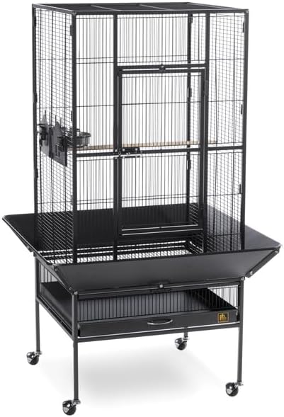 Mid-Century Marvel Bird Cage with Retro-Inspired Design, Durable Construction, Spacious Interior, and Elegant Finish for Stylish Black Hammertone