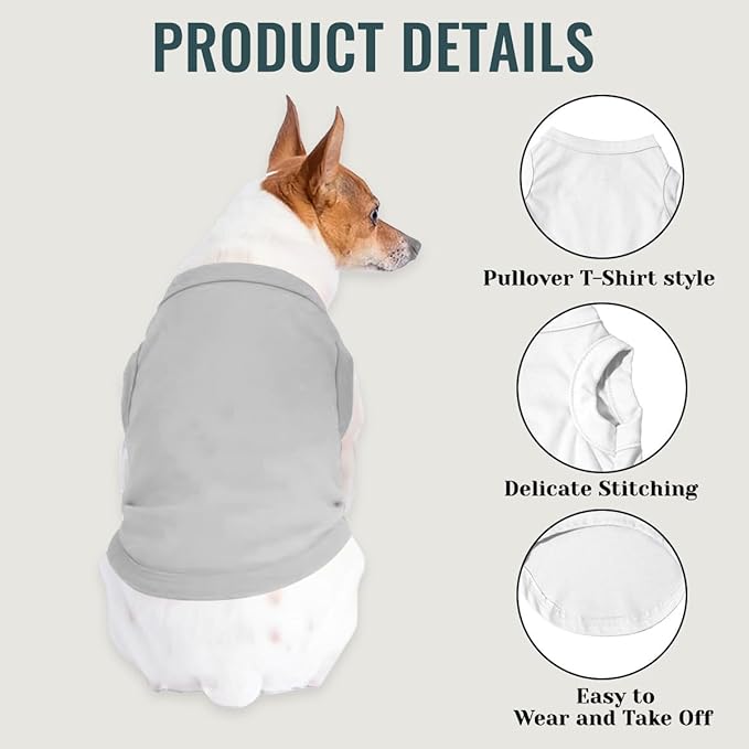 Custom Dog Shirt Pet T Shirts for Small Medium Large Dogs Customized Clothes with Image Logo Text Breathable Sleeveless Tank Top Personalized Outfits Puppy Apparel Gray, M