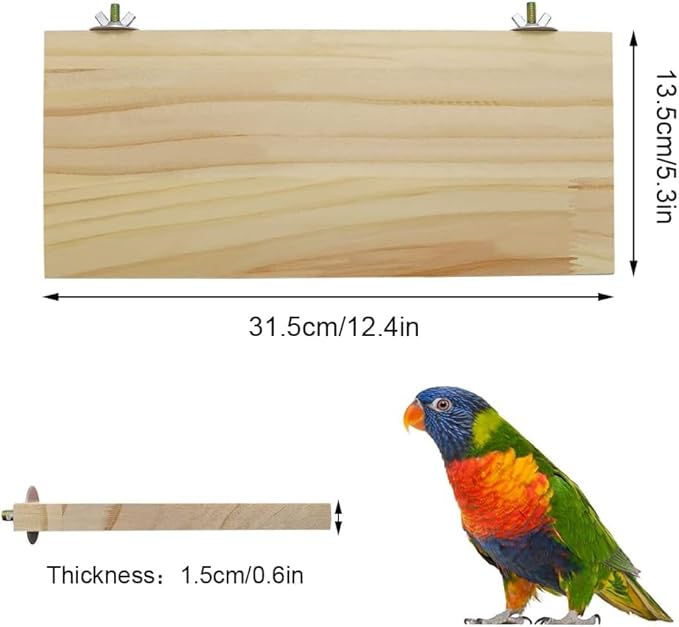 Litewoo Parrot Bird Wood Perch Platform Large Stand Shelf for Birds Budgie Parakeet Cockatiel Conure Cockatoo Macaw African Grey (2PC)