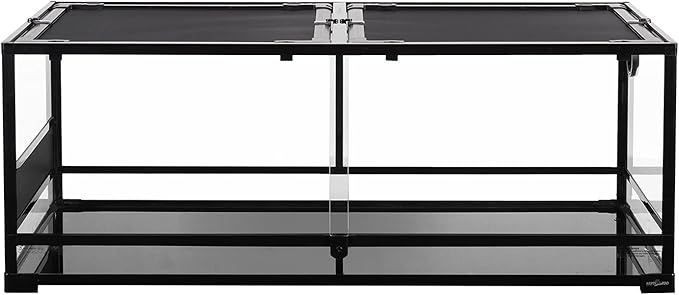 REPTI ZOO 85 Gallon Glass Terrarium, 48" x 24" x 18" Detachable with Double Hinge Door & Screen Ventilation, 2 in 1 Large Reptile Terrarium