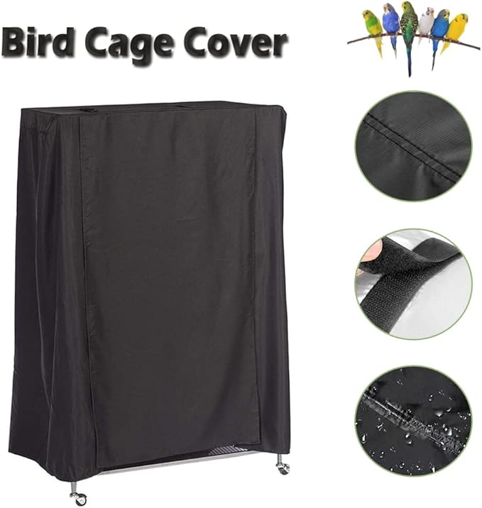 Extra Large Bird Cage Cover Breathable Waterproof Material Universal Black-Out Bird Parrot Cover Good Night Birdcage Cover Sleep Helper for Parrots Parakeets Budgies Macaw (40x27x48in)