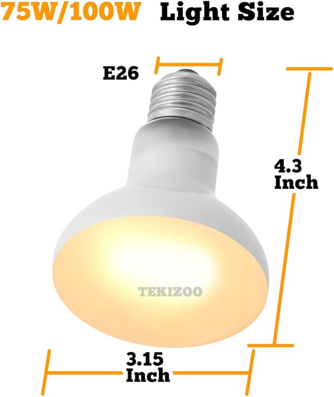 Reptile Heat Lamp Basking Spot Bulb UVA Daylight Light for Amphibian,Lizard,Tortoise,Bearded Dragon 75W (4 Pack)