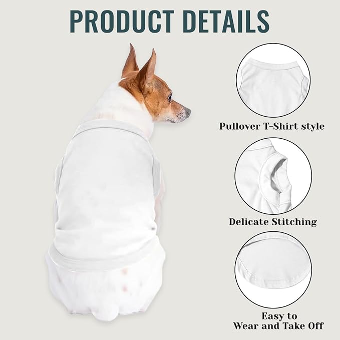 Custom Dog Shirt Pet Clothes Breathable Shirts for Small to Large Dogs Customized Name Logo Photo Puppy Outfits Personalized Sleeveless Vest Pets Apparel White, 4XL