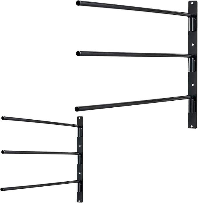VEVOR Wall Mounted Saddle Rack, 2 Packs Swing Out Saddle Holder, Three Tiers Horse Saddle Stand, Space Saving Horse Pad and Blanket Rack for Tack Room Organization, 29 x 15 x 1.2 in
