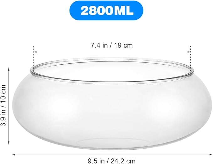 HANABASS Clear Fish Bowl Vase - Wide Mouth Bubble Bowl - Shallow Planter - Terrarium Fish Bowl - Aquatic Plant Pot - Hydroponic Planter Table Centerpiece, 9.5X 9.5X 3.9 Inch, for Office Home Decor