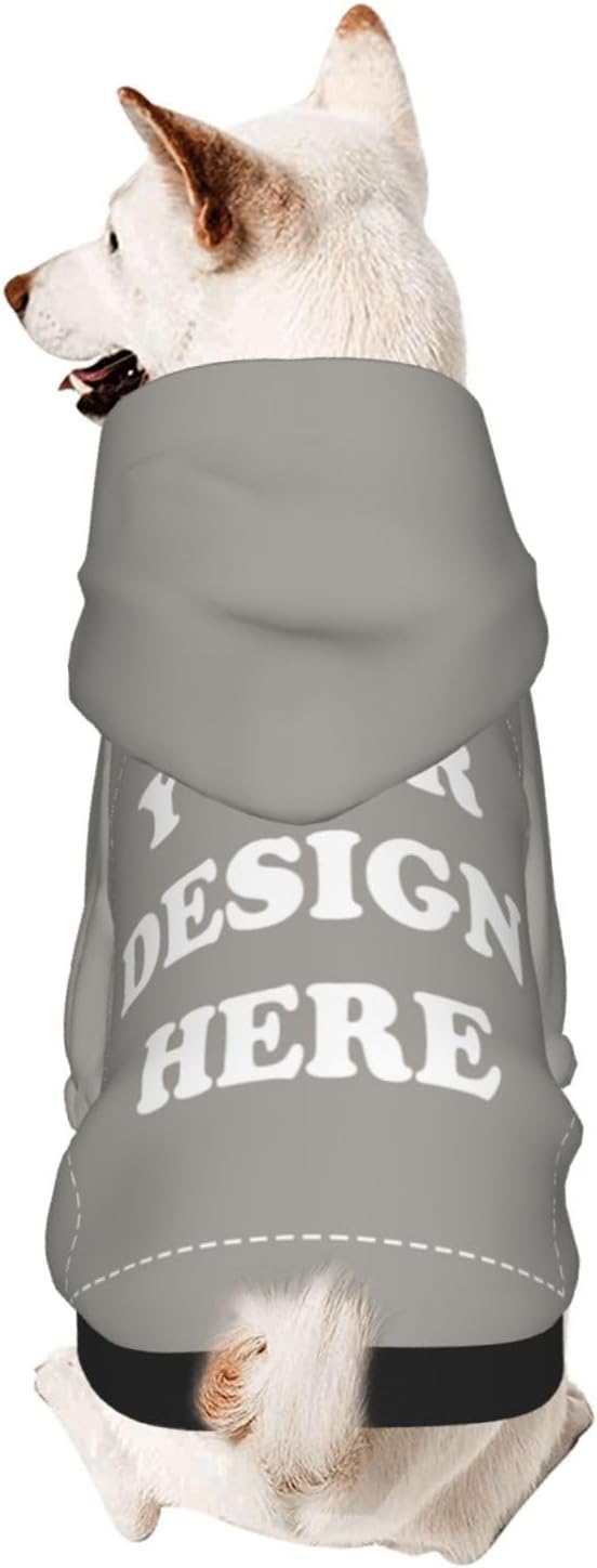 Personalized Chihuahua Dog Hoodie, Custom Pet Warm Sweatshirt Costume with Name Number Photo, Customize ID Clothes for Pupppy Kitten Dogs Cats, Grey, XS