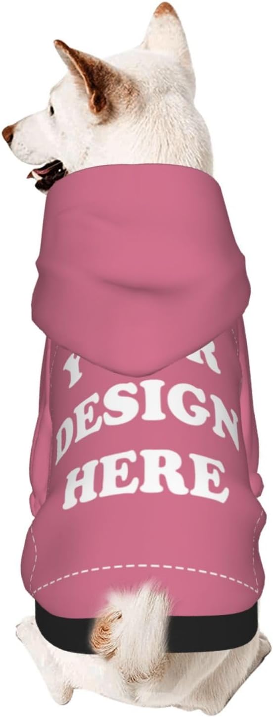 Personalized Chihuahua Dog Hoodie, Custom Pet Warm Sweatshirt Costume with Name Number Photo, Customize ID Clothes for Pupppy Kitten Dogs Cats, DarkPink, XXS