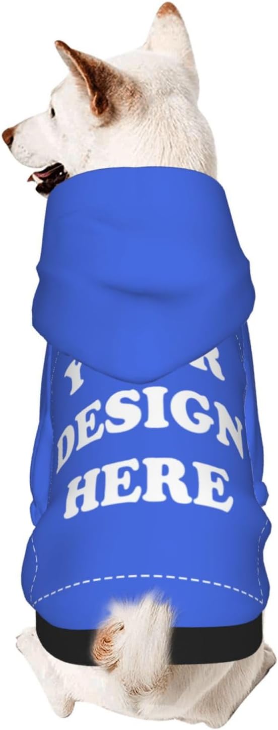 Dog Clothes, Custom Dog Hooded Sweatshirt, Personalized Pet Costume Robe Shirt with Text/Image/Club Name/Pet Shop Logo for Small Medium Large Dogs and Cats, RoyalBlue, XL