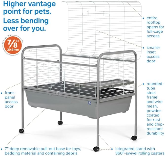 Jumbo Small Animal Home with Stand Gray