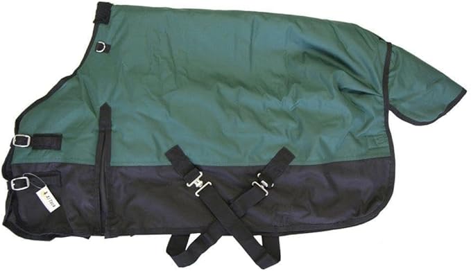 AJ Tack 1200D Waterproof Winter Pony Blanket - 300g Heavyweight Turnout with Fleece Collar, Shoulder Gussets & Tail Flap - Black 60"