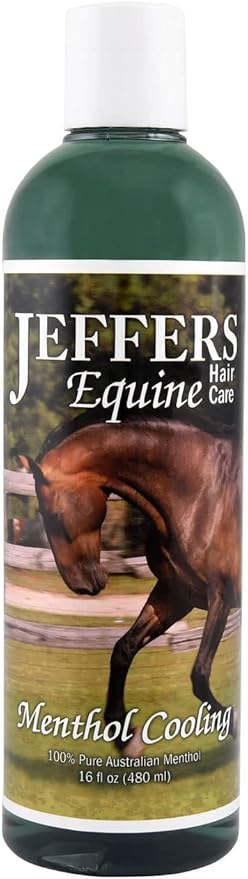 Jeffers Equine Menthol Cooling Horse Shampoo 16 oz - 100% Pure Australian Menthol, Coconut Oil, Aloe & Vitamin E - Moisturizing, Deep Cleansing, Gentle Grooming Shampoo for Horses