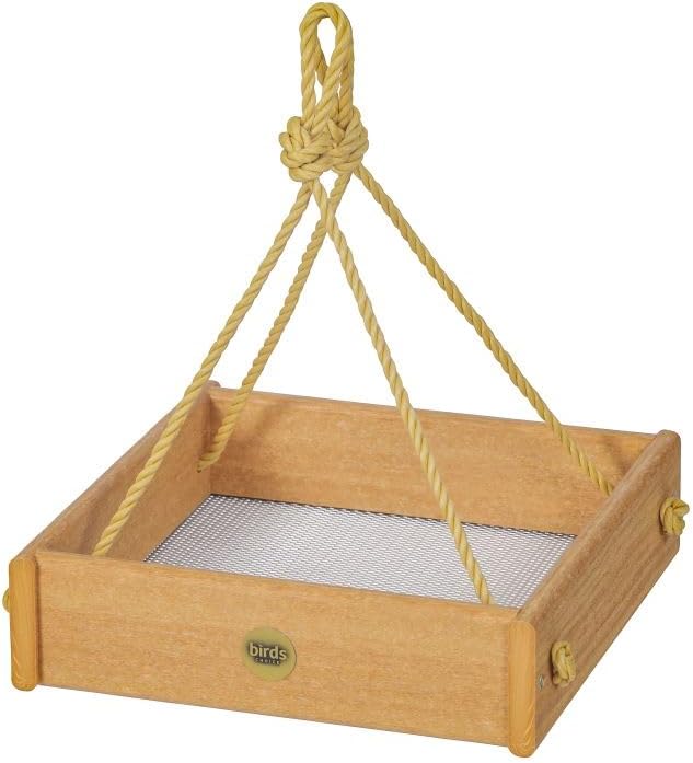 Birds Choice SCHPF100 Hanging Tray Bird Feeder, Spruce Creek Collection, Recycled Plastic,Natural Teak