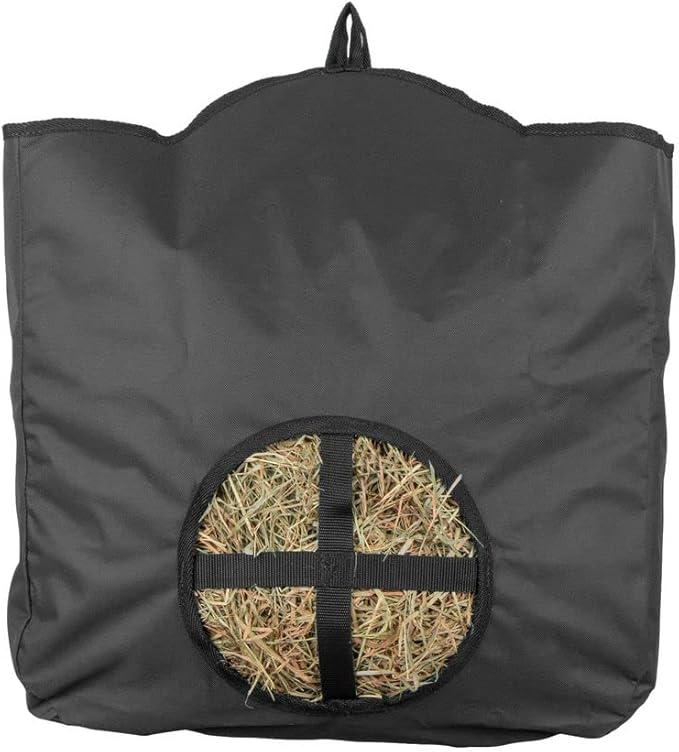 Dura-Tech Nylon Hay Bag for Horses | Color Black | Enhances Digestion with Slow Consumption | Minimizes Hay Waste | Extremely Durable 600 Denier PVC Construction