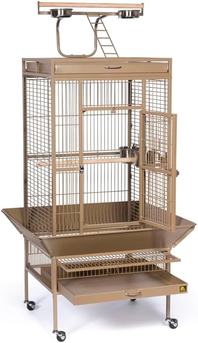 Suburban Sophistication Playtop Bird Home with Spacious Design, Durable Materials, Removable Perches Small/Coco