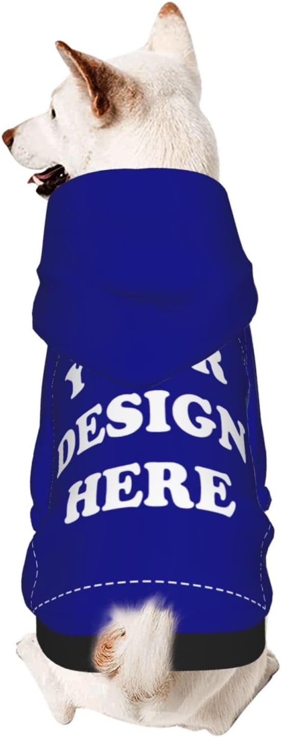 Personalized Dog Hoodie, Custom Dog Costumes for Small Dogs, Holiday Happy Dog Clothes Football Pet Shirt Sweater with Name Number for Girl/Boy Cats/Kitten, Blue, S