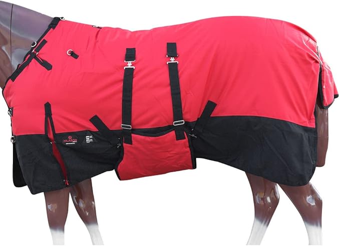 HILASON 1200D Winter Waterproof Poly Horse Turnout Blanket Belly Wrap Red | 75 in