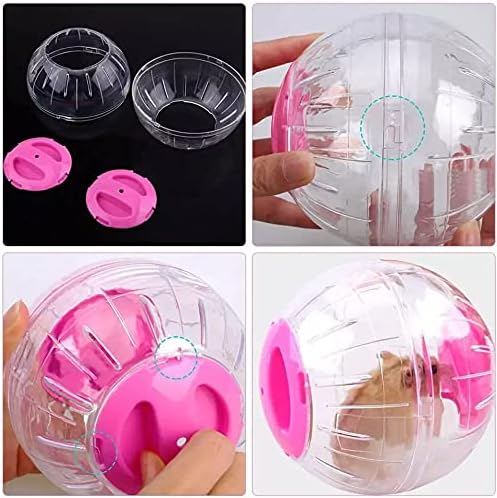 Hamster Exercise Ball Silent Hamster Wheel Small Animals Transparent Ball for Dwar Rat Relieves Boredom and Increases Activity (6 inch, Pink)