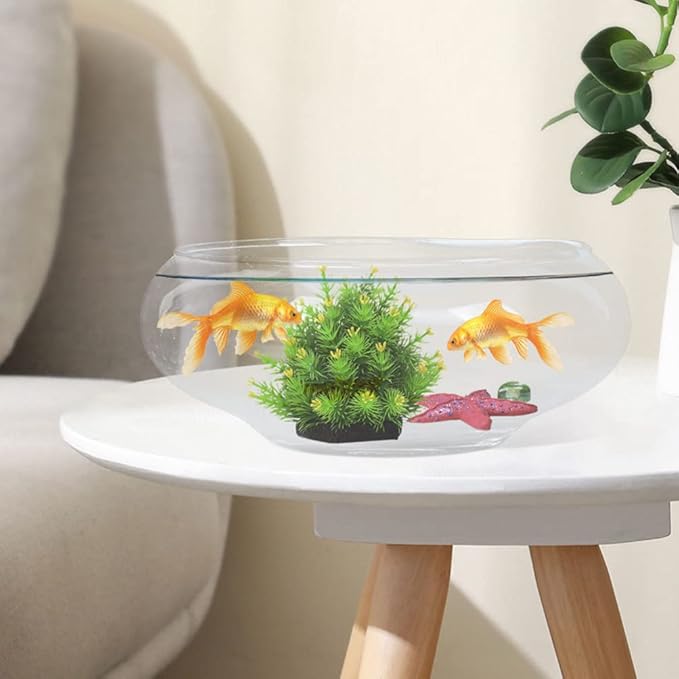 Glass Fish Bowl Clear Desktop Aquarium for Small Fish Hydroponic Plants for Home Office Decoration