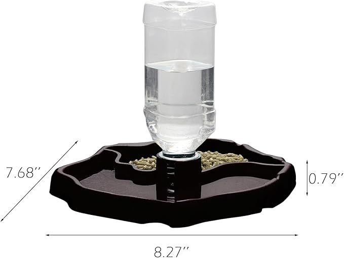 IBWell 2-in-1 Reptile Water Bowl Food Dish with Bottle Automatic Reptile Feeder for Turtle, Bearded Dragon, Lizard Gecko Water Bowl Food Dish