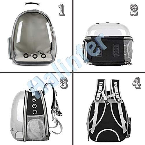 halinfer Back Expandable Cat Backpack Carrier, Fit up to 12 lbs, Space Capsule Bubble Window Pet Carrier Backpack to Carry and Transport Cat Bunny Small Puppy