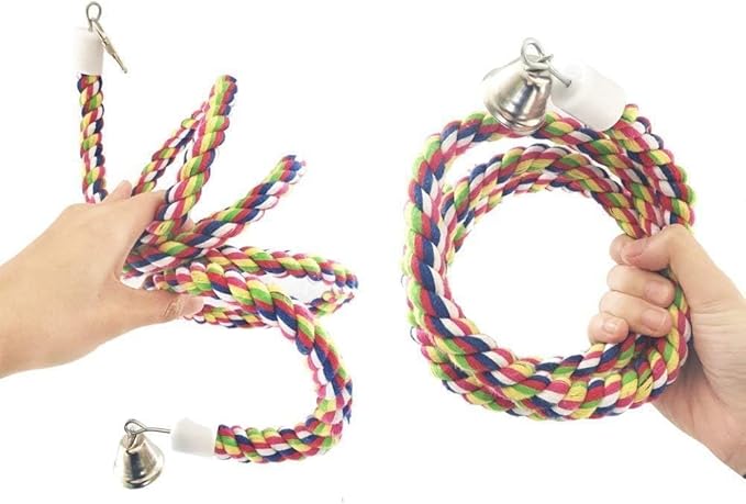 2PCS Rope Bungee Bird Toy,Bird Bungee Climbing Swing, Large and Small Sizes (43 &13.7 Inches)